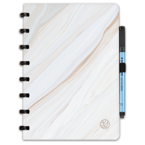 Productivity planner met productivity pagina pakket van Greenstory met Flowy Marble kaft A5