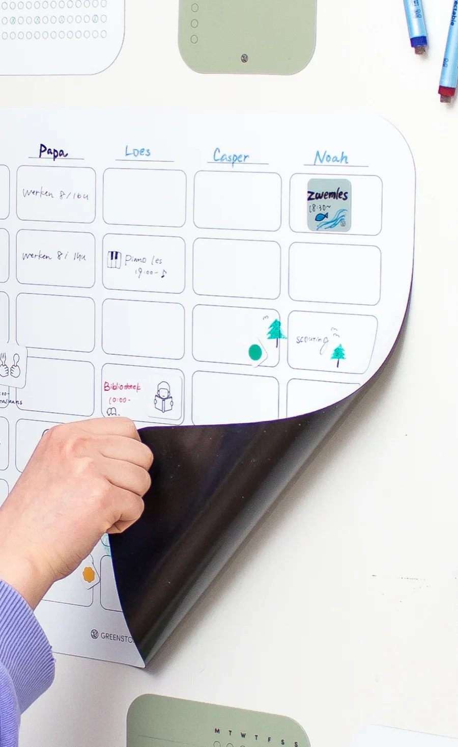 POPRUN Weekplanner Dry Erase Calendar zelfklevende stick op elk glad oppervlak, Italië