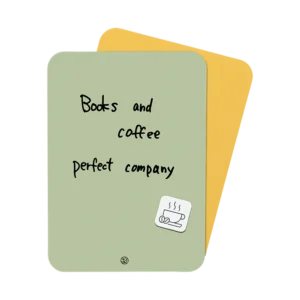 Twee rechthoekige sticky notes in groen en geel